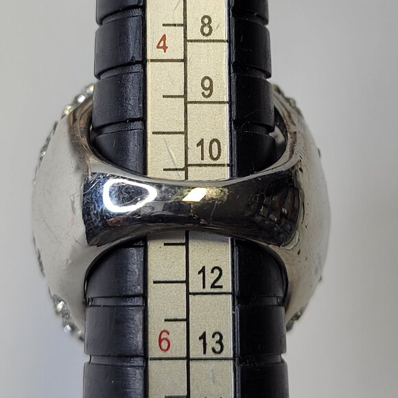 Fashion Statement Crystal Ring Black and Silver Crystal Cocktail ring Size 5 - Picture 9 of 11